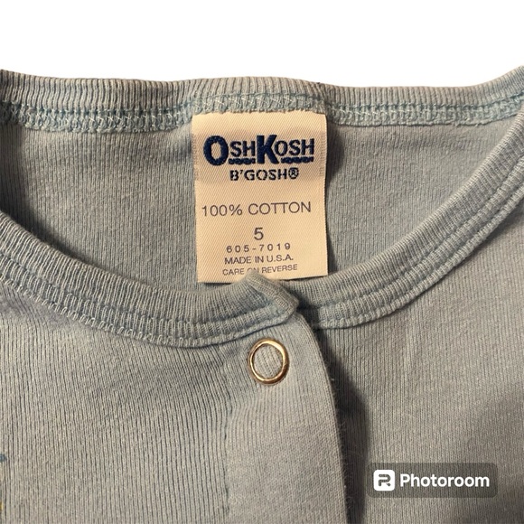 Oshkosh B’gosh Size 5 USA Blue Cardigan Button Front Shirt Flowers Bees Kids - Picture 3 of 4